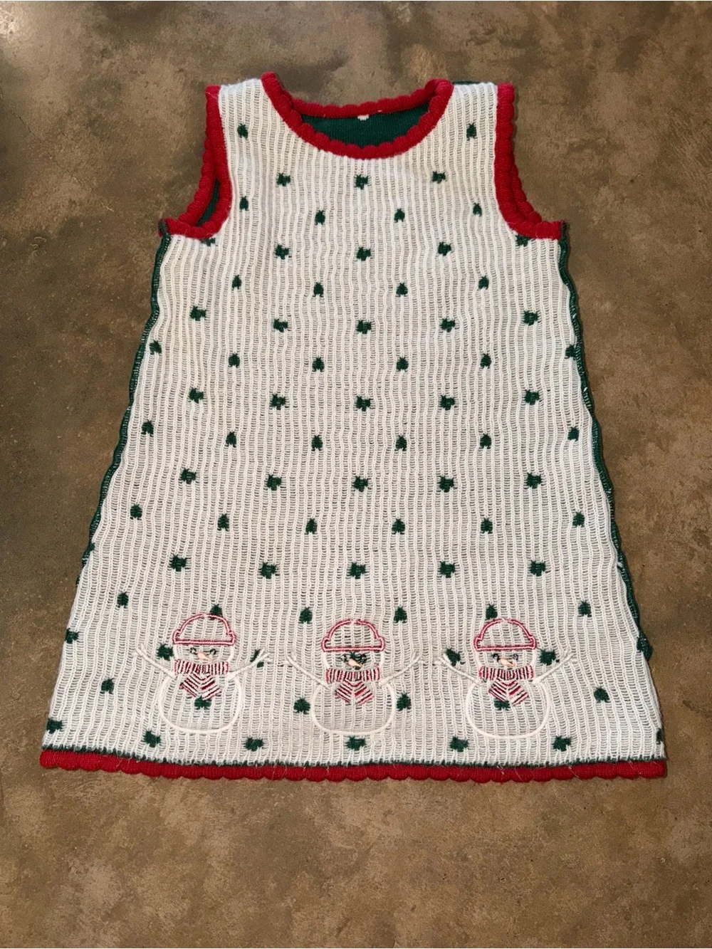 Bonnie Jean 6 Christmas Snowman Sleeveless Sweater Dress 6X Holiday Scallop
